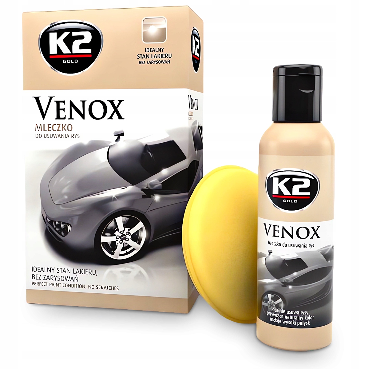 Środek Do Usuwania Rys Z Lakieru Samochodu Płyn Pasta Mleczko Aplikator K2