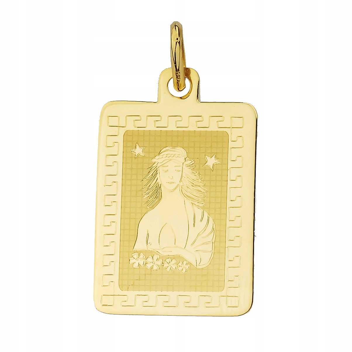 Zlatý přívěsek s řeckým vzorem, znamení zvěrokruhu panna