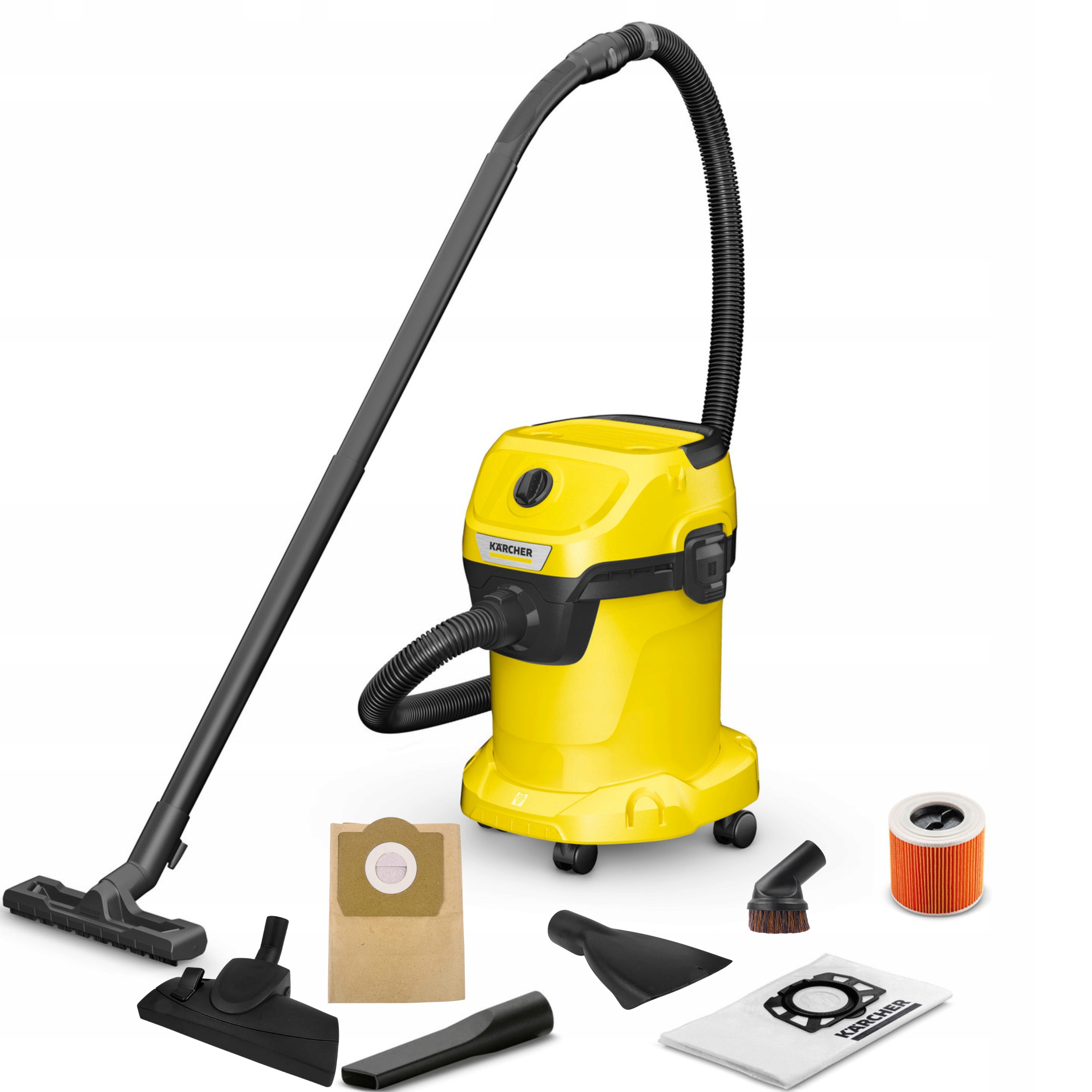 ODKURZACZ PRZEMYSŁOWY BEZWORKOWY KARCHER WD 3 ZESTAW SSAWEK DO DOMU + WORKI
