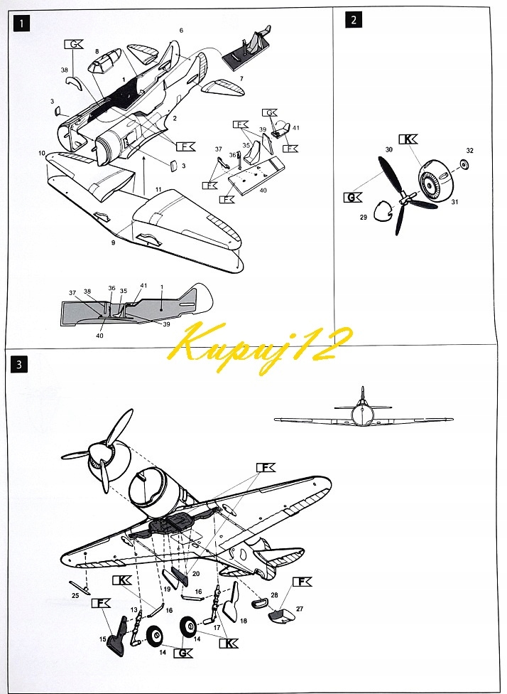 Model samolotu LA-7 ZESTAW: PODKŁAD, LAKIER+FARBY+WASH+TAŚMA MASKUJĄCA Model K12 7230