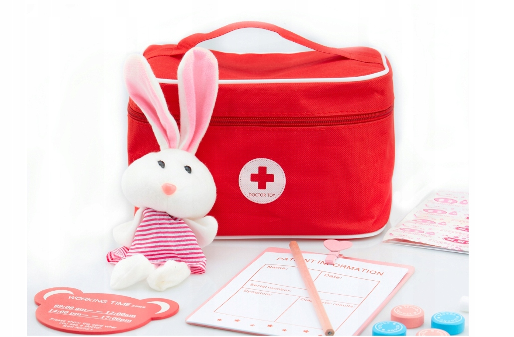 DREWNIANY ZESTAW LEKARSKI MAŁY LEKARZ DOKTOR APTECZKA DUŻY ZESTAW LEKARZ