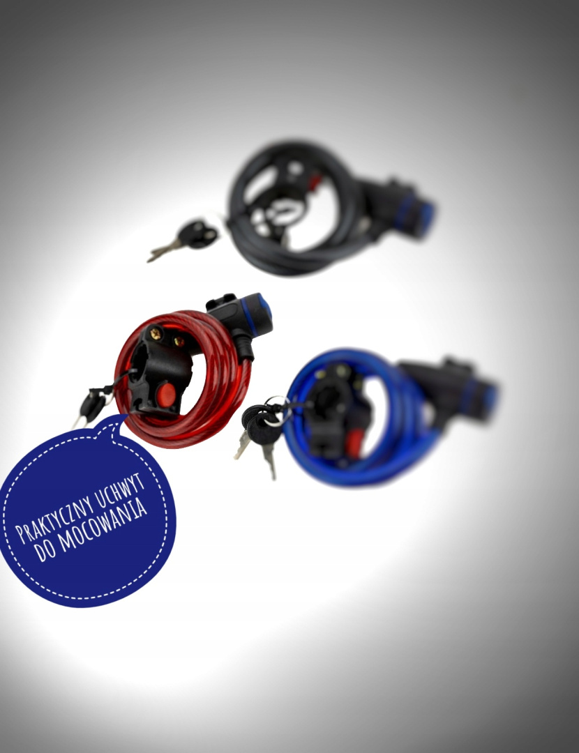 Blokada Rowerowa 1m+2klucze i uchwyt Marka Vergionic