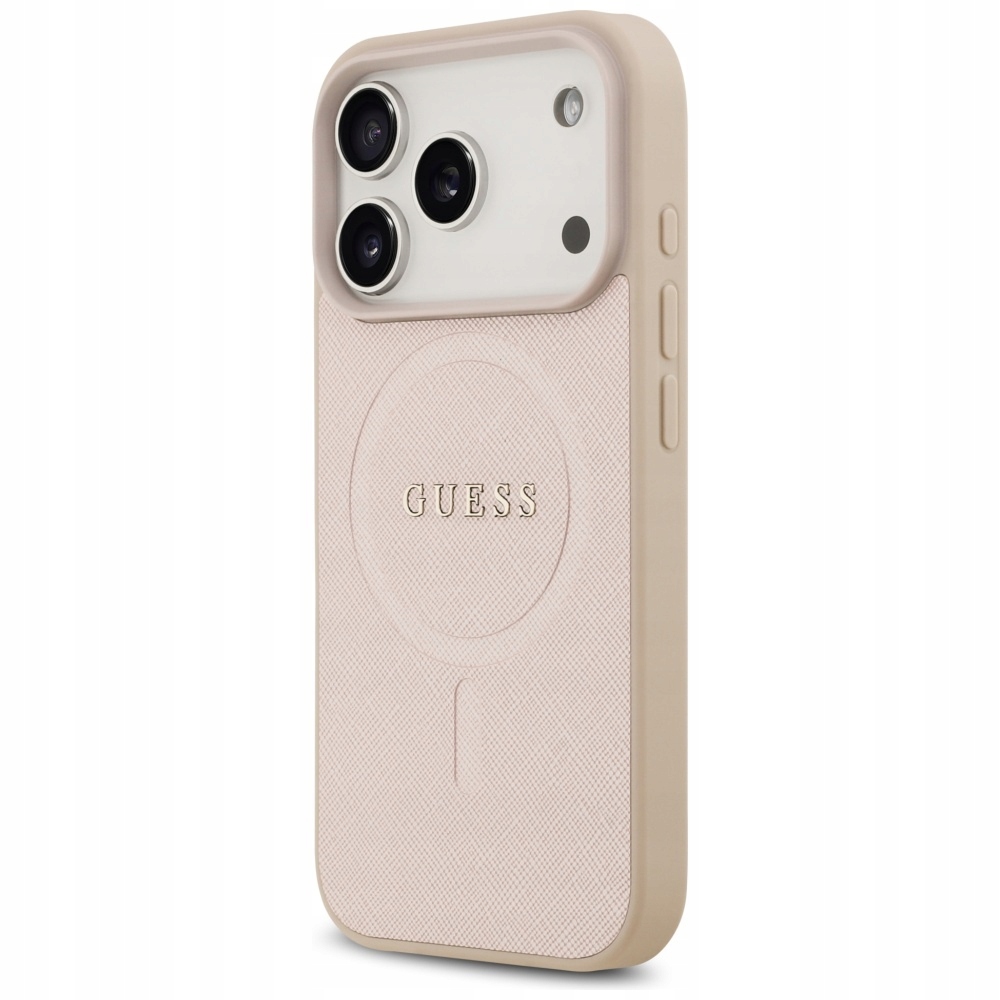 Etui Guess Saffiano Classic Logo MagSafe na iPhone 17 Pro różowe Guess