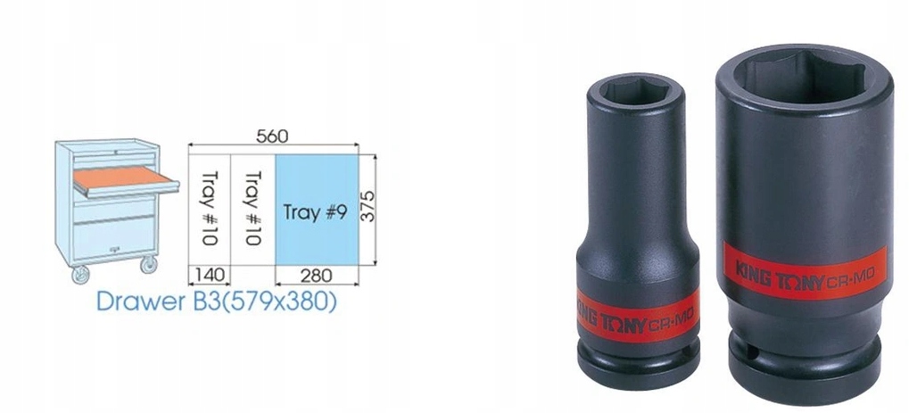 3/4-дюймовые ударные колпачки KING TONY 9-6414 длинные