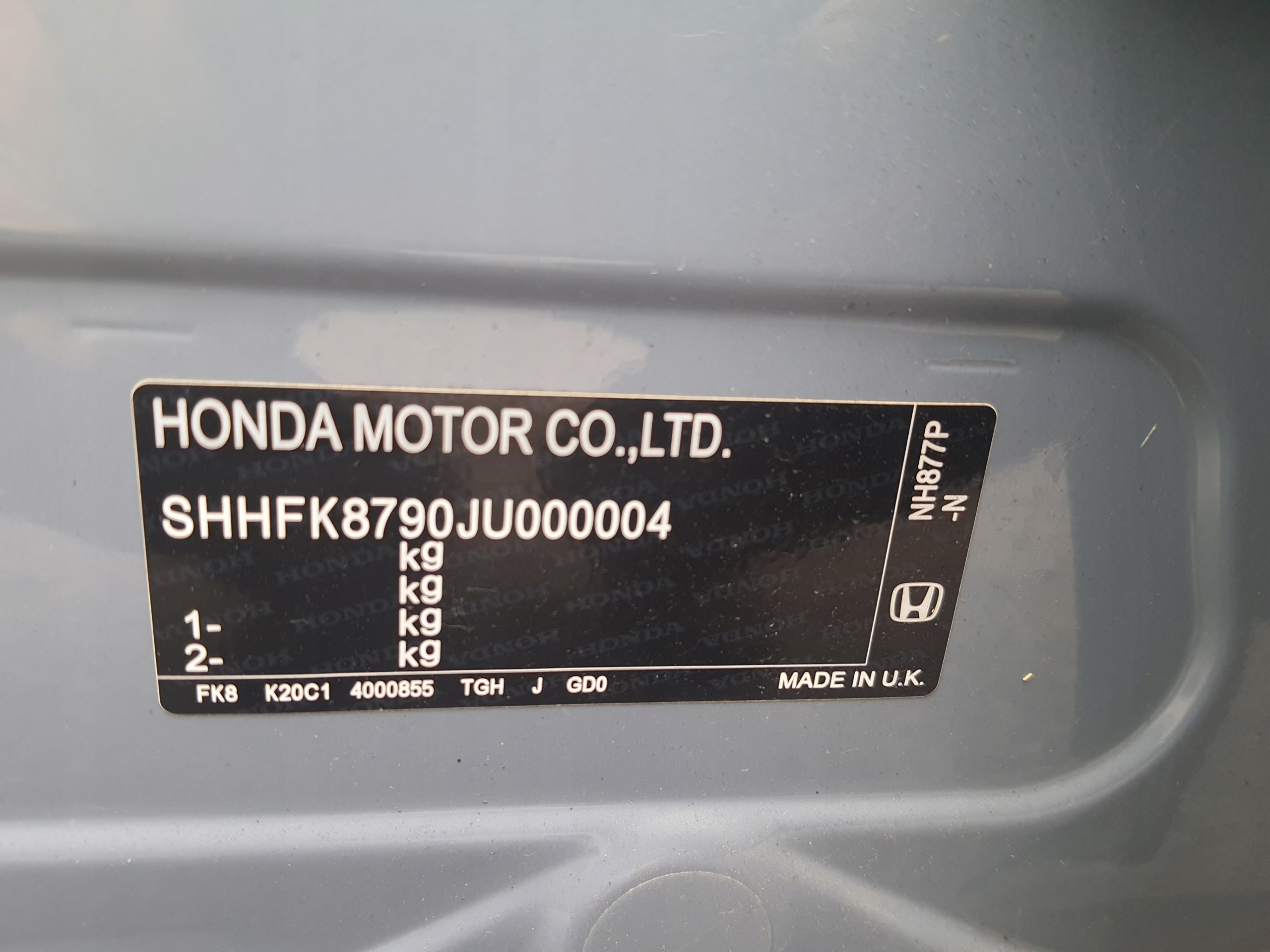 HONDA CIVIC X TYPE R NH788P 17-> Tür HB