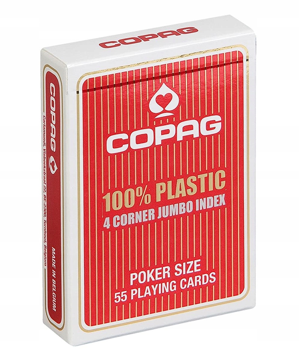 Karty Copag 4 Corner Jumbo Poker Plastic Czerwone