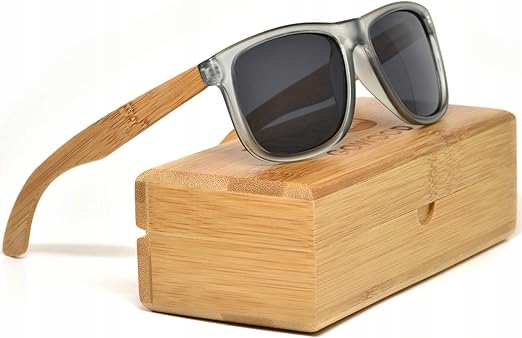 Bambusové sluneční brýle Gowood čtvercové polarizační, šedé