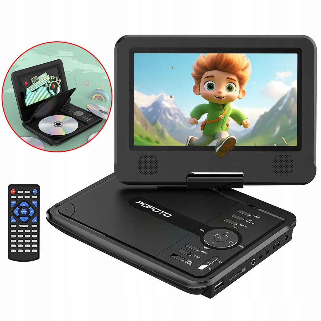 DVD Přehrávač 7" LCD Přenosná Videoherní Konzole Baterie 2000MAH Černá