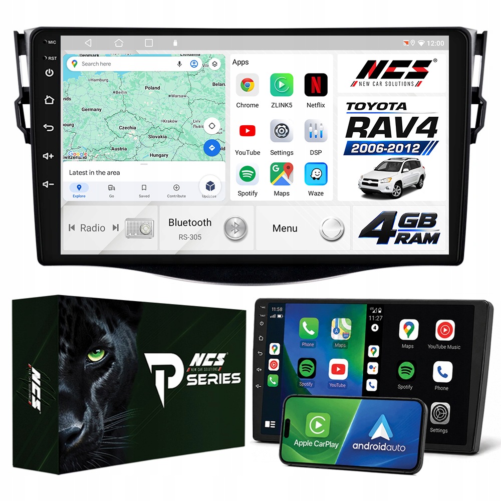 Radio Navigace Android RS-305 Toyota RAV4 2006-2012 2GB 9"