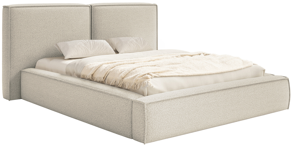 Čalouněná postel 180 x 200 cm Tilves s úložným prostorem světle béžová boucle