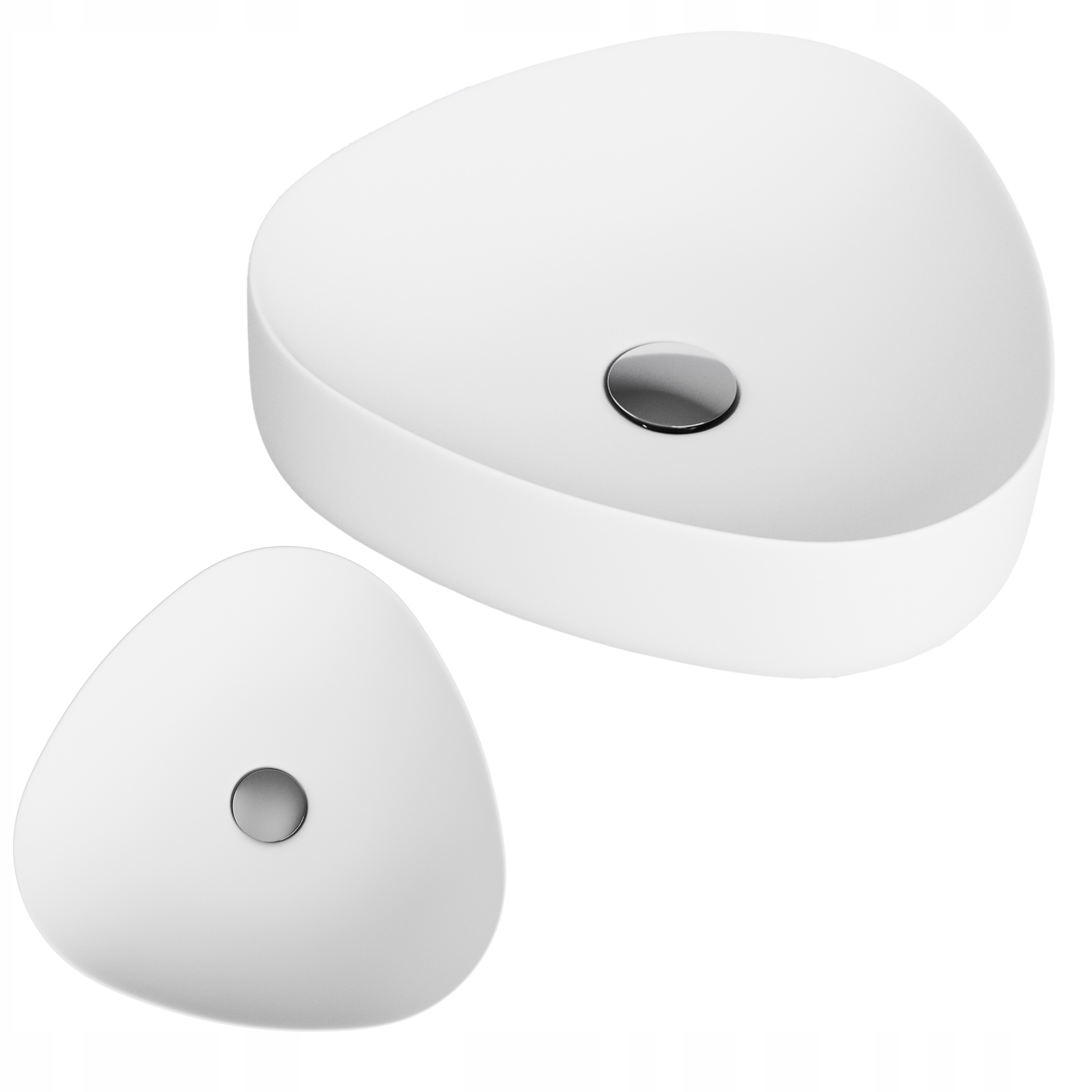 Umyvadlo Trivio na desku, bílé, trojúhelníkové, koupelnové, s možností postavení na desku