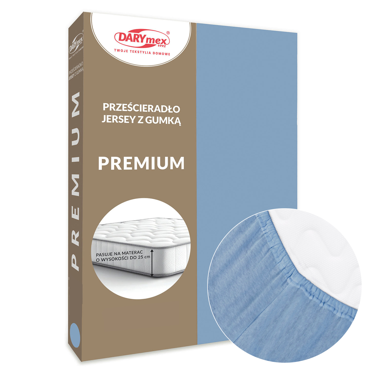 Prześcieradło bawełniane z gumką 200x220 Jersey Wysoka Gramatura niebieski