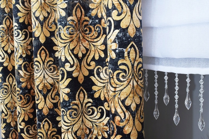 ZASŁONA NA METRY VELVET PLUSZ ORNAMENT GLAMOUR 150 Materiał poliester