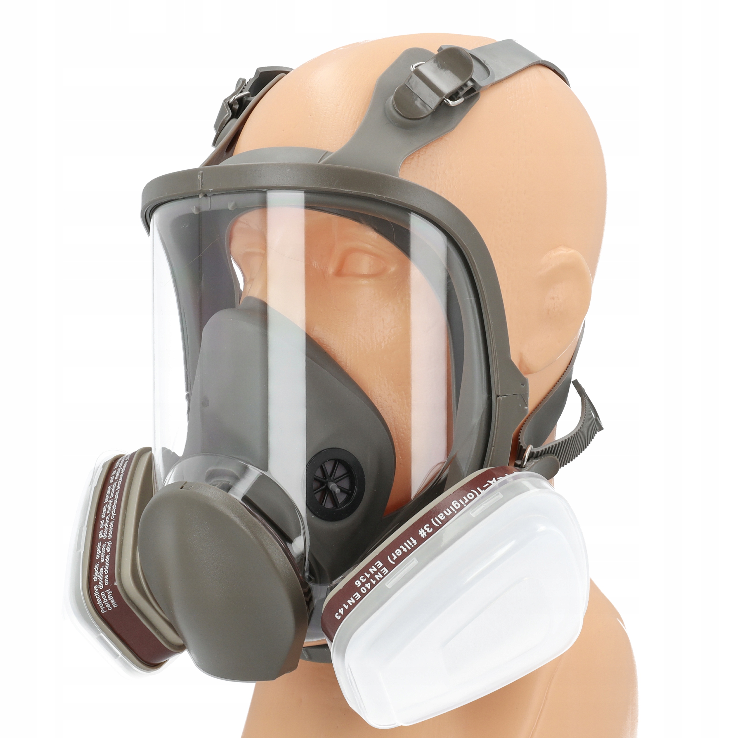 MASKA LAKIERNICZA PEŁNA OCHRONNA PRZECIWPYŁOWA GAZOWA ZESTAW FILTRY WKŁADY Kolor szary