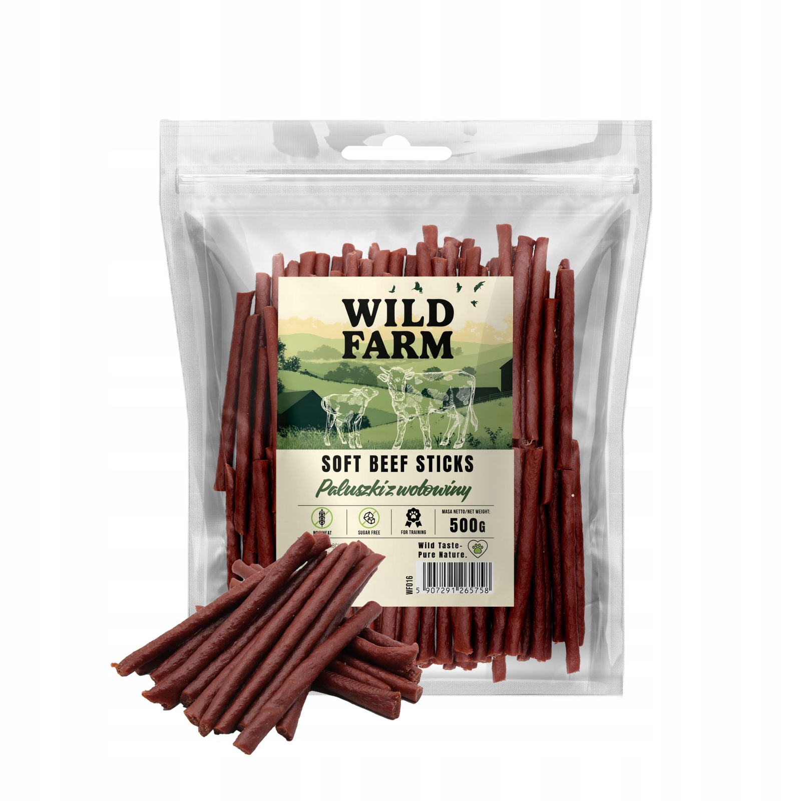 Levně Wild Farm Tyčinky z hovězího masa Psí Pamlsek 500 g