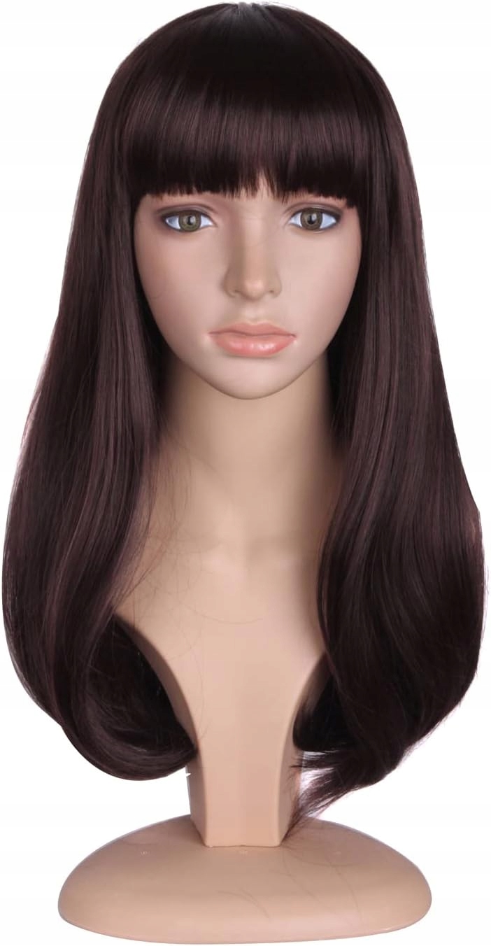 MapofBeauty Paruka dlouhé vlasy hnědá s ofinou 50 cm