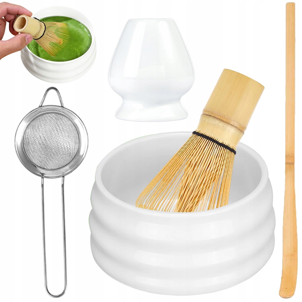 Sada Na Matcha Bambus Keramika Miska Whisk Spoon Sito Dárek