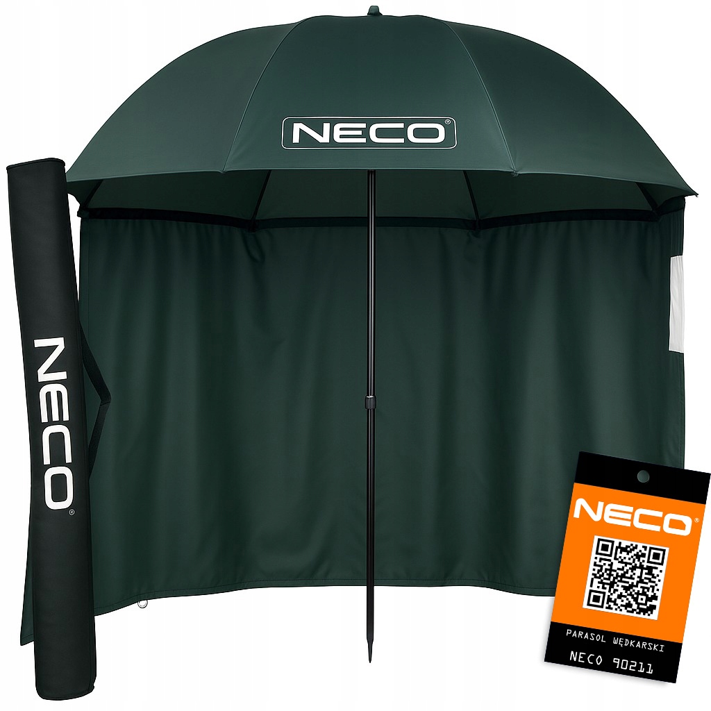 Parasol Namiot Wędkarski Wodoszczelny Duży Z Osłoną 220CM Neco Zielony