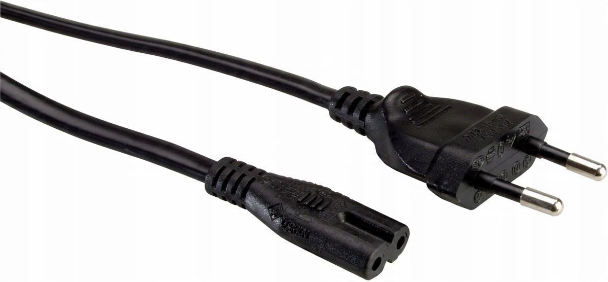 

Kabel zasilający Euro 2-pin, czarny, 3m.