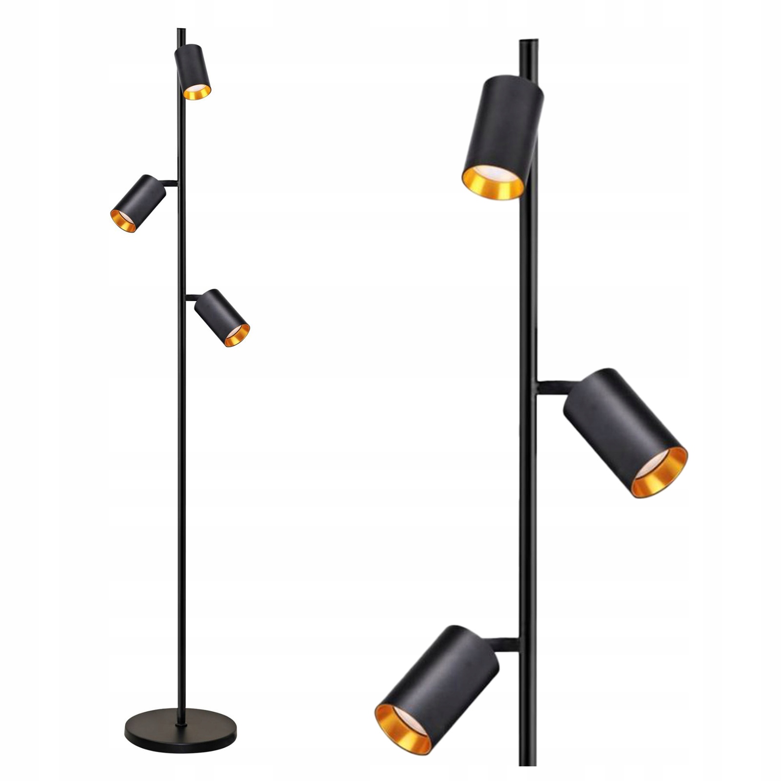 Stojací Lampa 3x GU10 Černo-Zlatá Maribel Sanico Goldlux