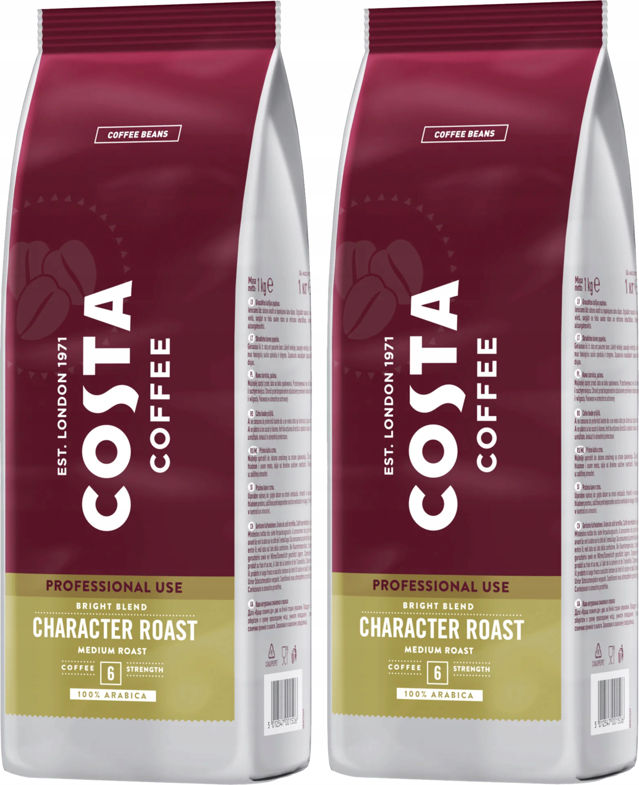 Levně Káva zrnková Costa Professional Bright Blend 2 x 1 Kg