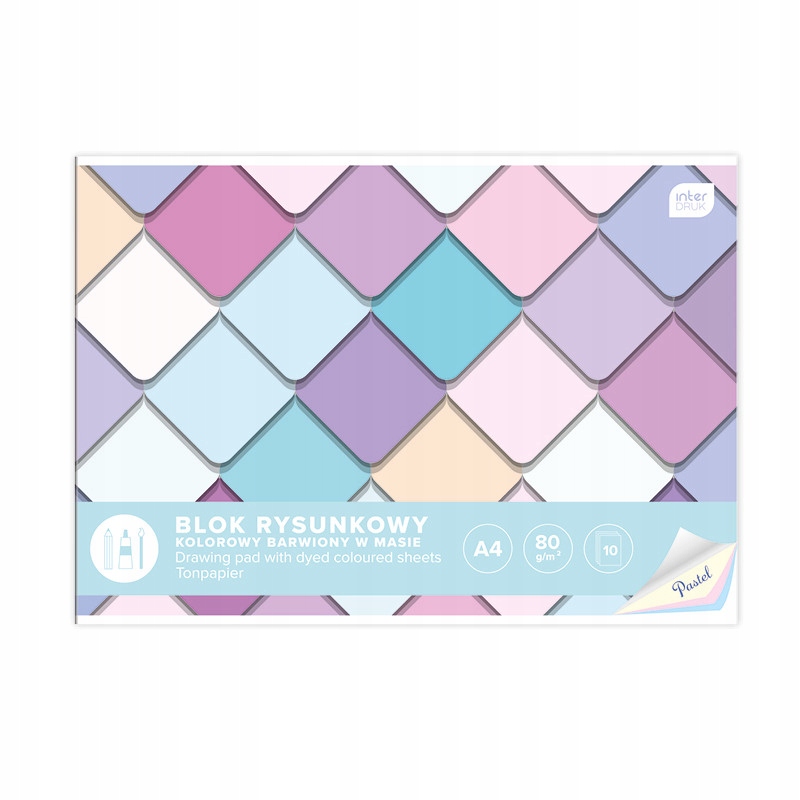 Blok rysunkowy A4 Interdruk kolor pastel T697