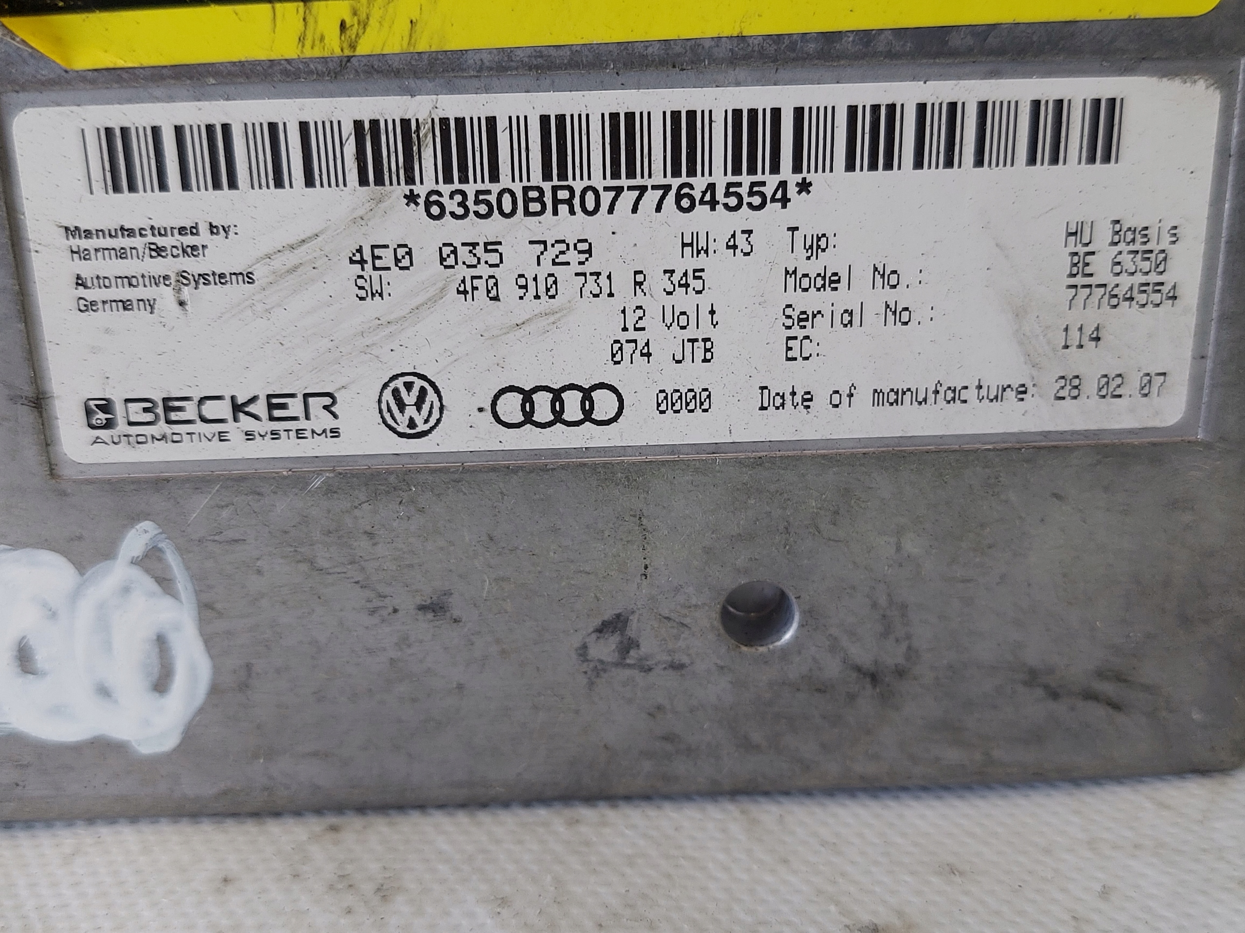 Module Unité de contrôle MMI A6 C6 2.7 TDI 4E0035729