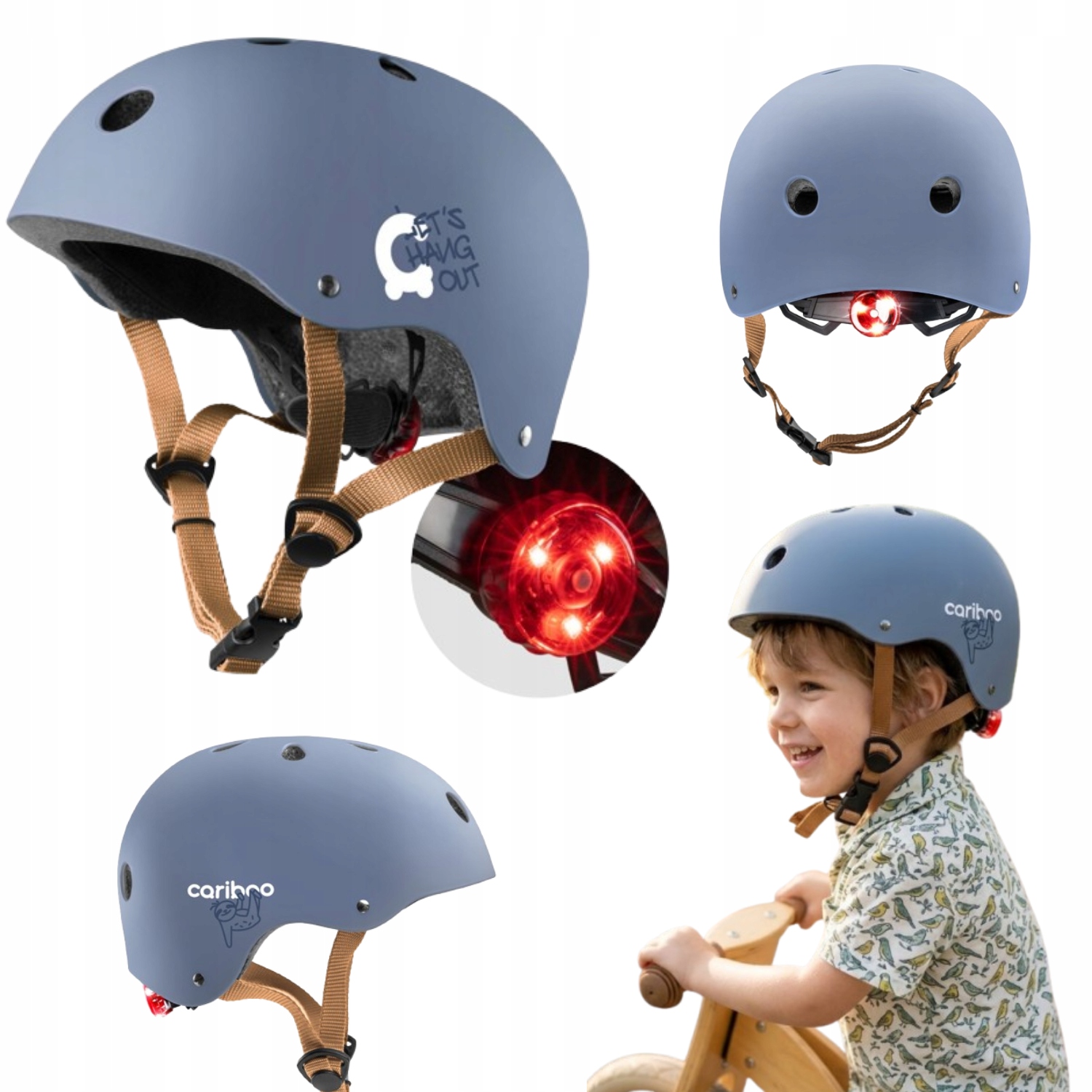 Kask Dziecięcy Rowerowy Xs Regulowany Z Tylną Lampką Rozmiar Xs/s (48-52CM)