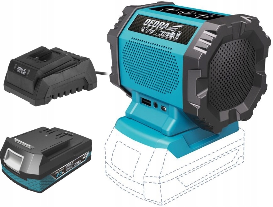 GŁOŚNIK Bluetooth AKUMULATOROWY 18V DEDRA + 2Ah