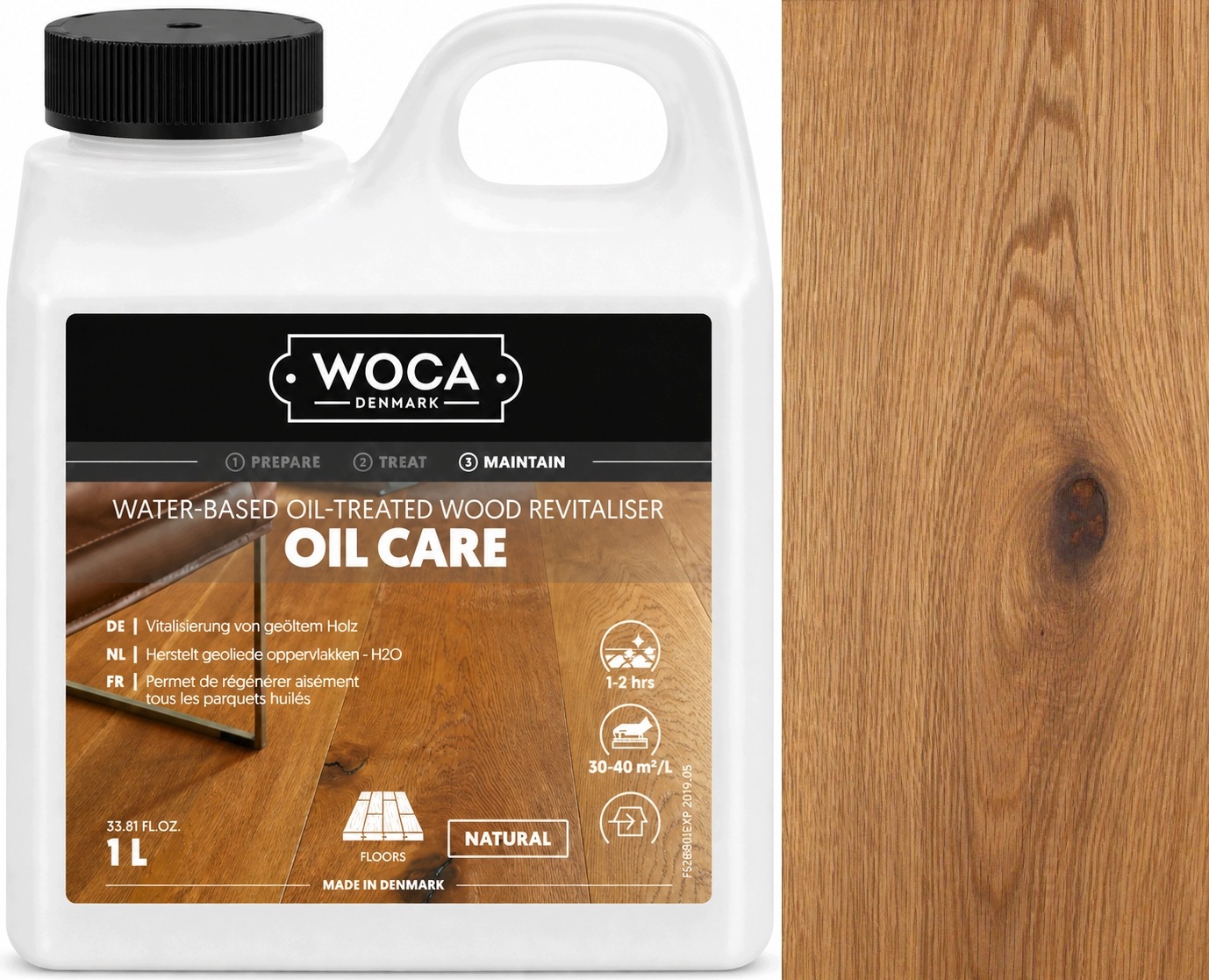 Woca Oil Care Natural 1L ošetřující olej na podlahy z olejovaného dřeva