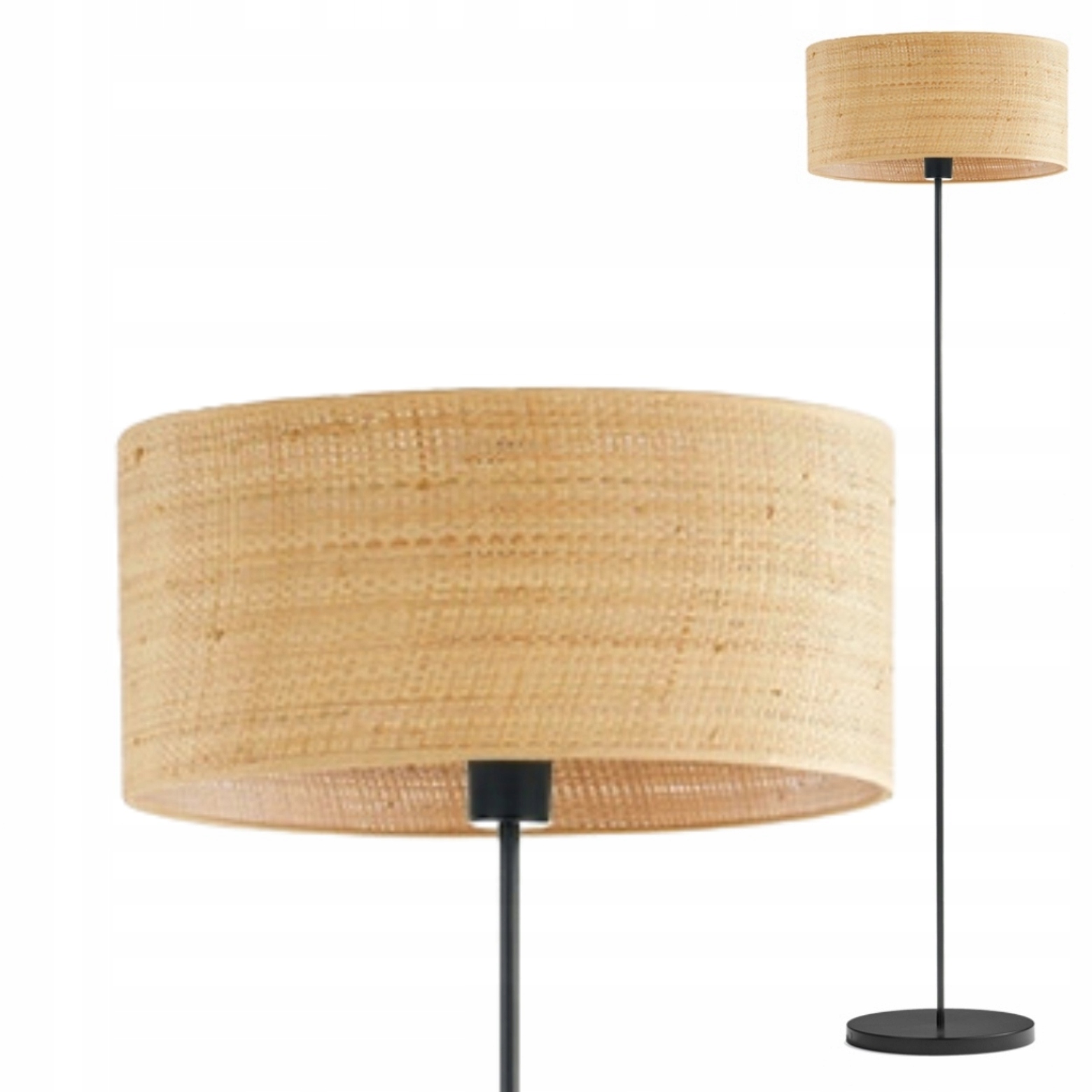 Lampa stojąca podłogowa boho Led E27 z abażurem do salonu sypialni rattan
