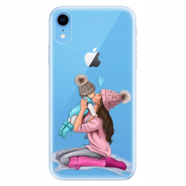 Silikonowe etui iSaprio Kissing Mom Brunette and Boy do iPhone Xr