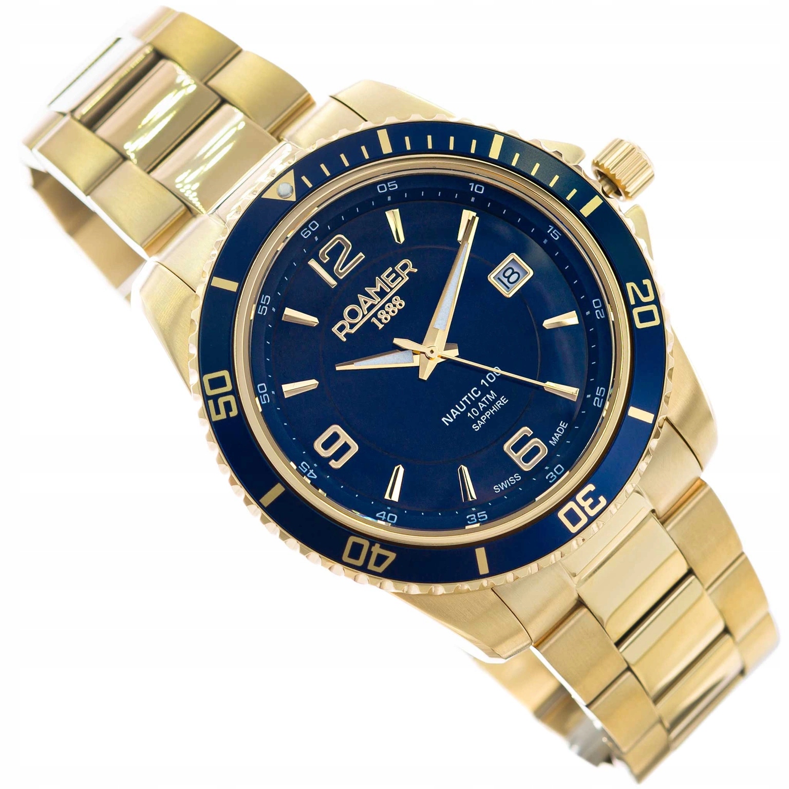 Pánské Hodinky Roamer 862844 48 45 20 Zlaté Na Náramku Datumovka 10ATM