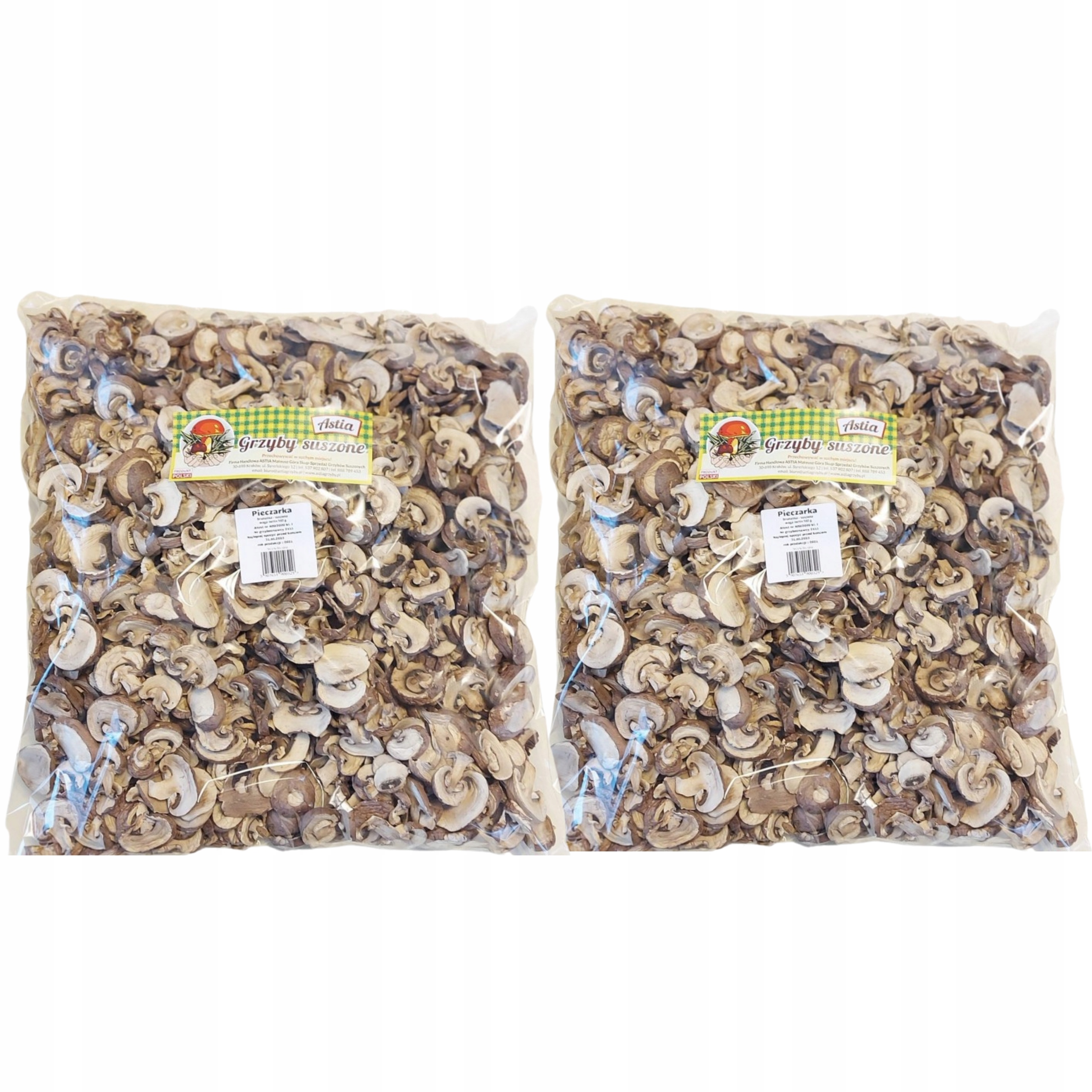Žampiony Sušená Hnědá Krájená 1 kg 2x500 g Astia Polska 2025
