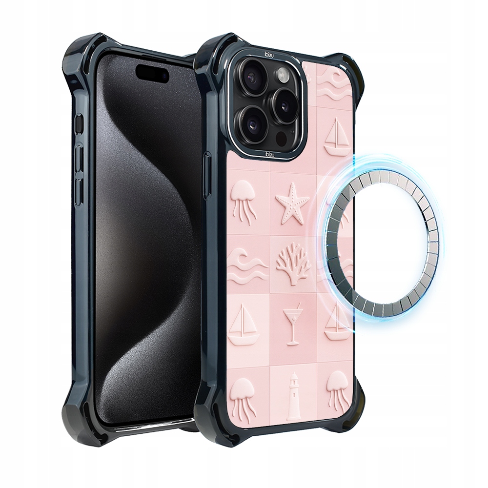 Pouzdro pro iPhone 15 Pro Ibizu DropGuard Ultra s MagSafe, Korálový klub