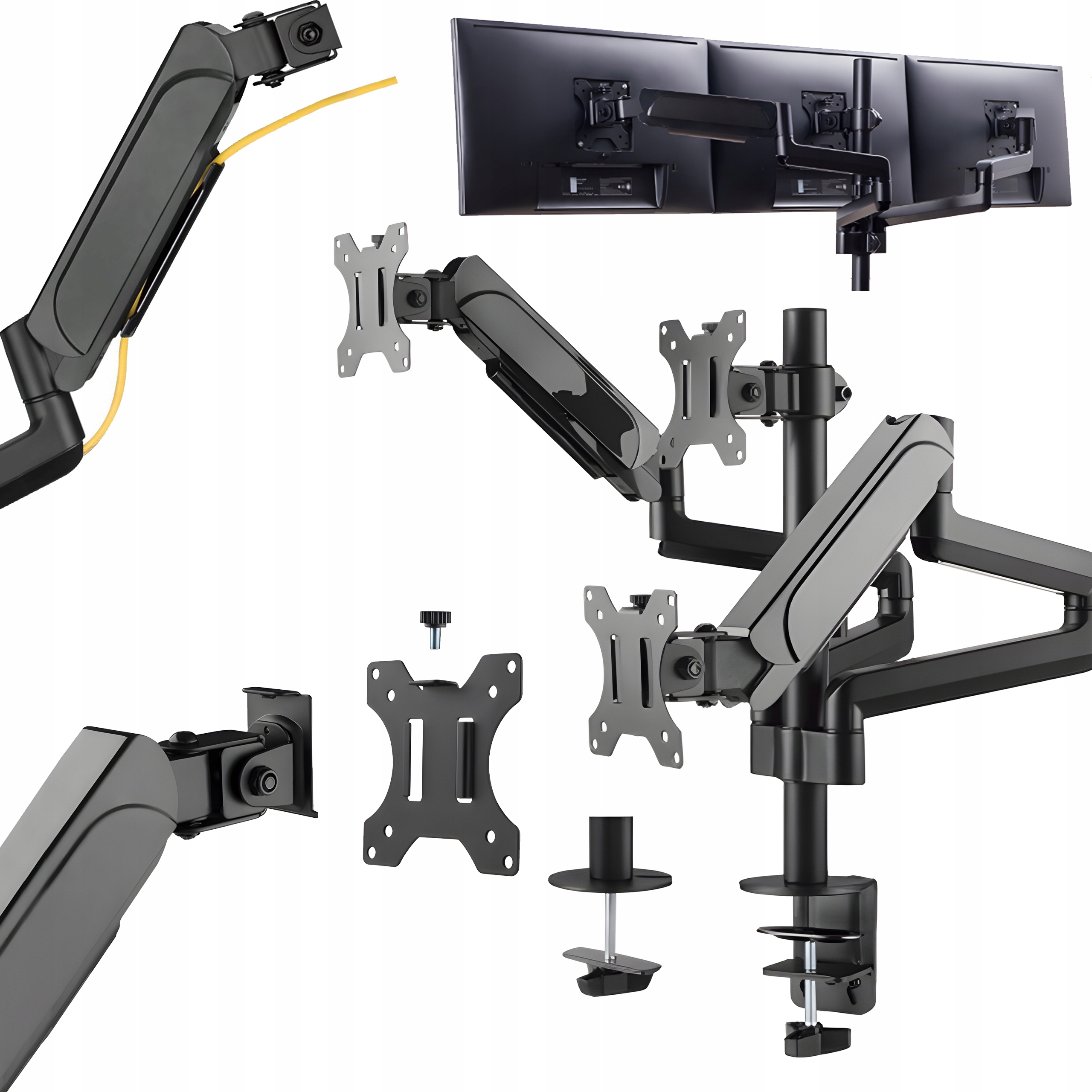 Stojan Pro 3 Monitory Do 7 Kg, Držák Na Stůl Standard Vesa 17-27 Palců