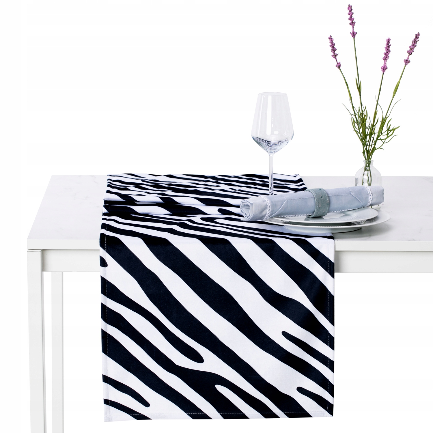 

Bieżnik dekoracyjny 40x140 zebra tropikalny Czarny