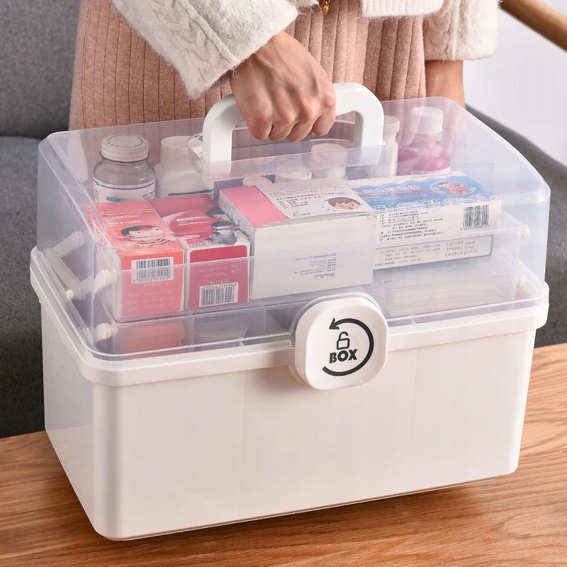 3/2 Layer Portable First Aid Kit Storage Box Plastic Multi-Functional Wyposażenie woreczki