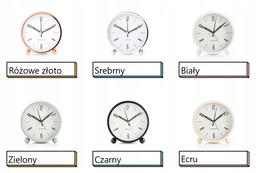 BUDZIK ZEGAREK BEZGŁOŚNY CICHY ZEGAR BEZ TYKANIA Kolor złoty