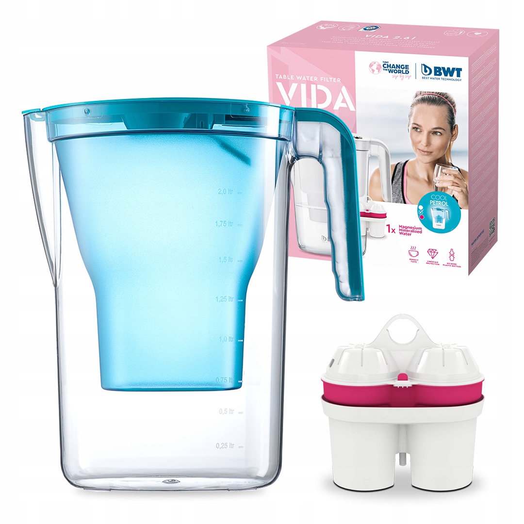 Dzbanek Filtrujący Wodę Wkład z Magnezem Bwt Vida Ręczny Wskaźnik 2,6L