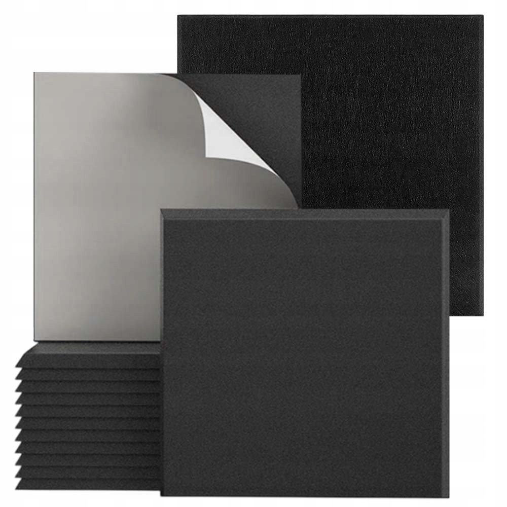 Akustické Odhlučňovací Panely Samolepicí Čtvercové Černé 30CM 24KUSŮ