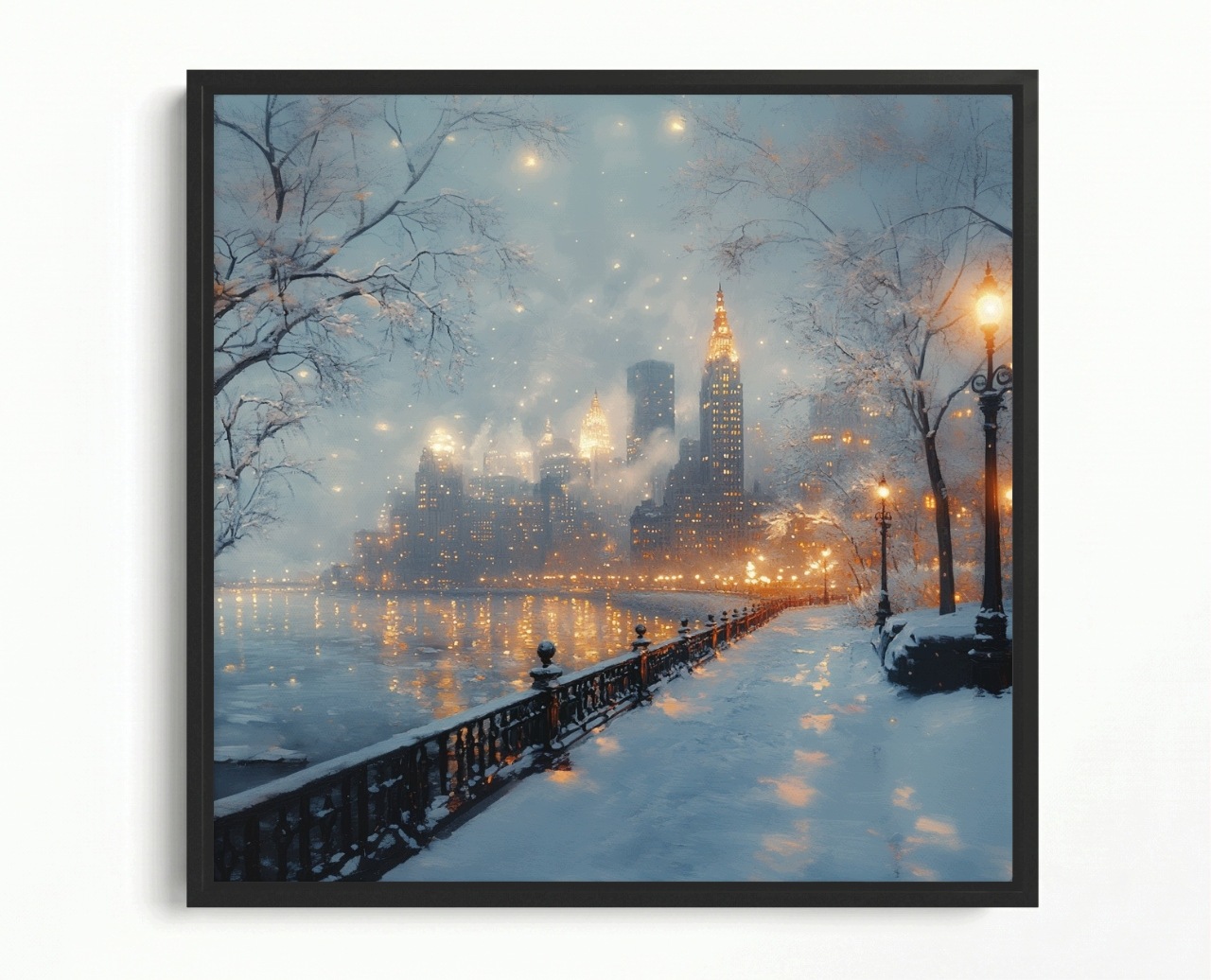 Obraz Rama American Box New York Zima Manhattan Noc Sníh Usa Nyc 60x60