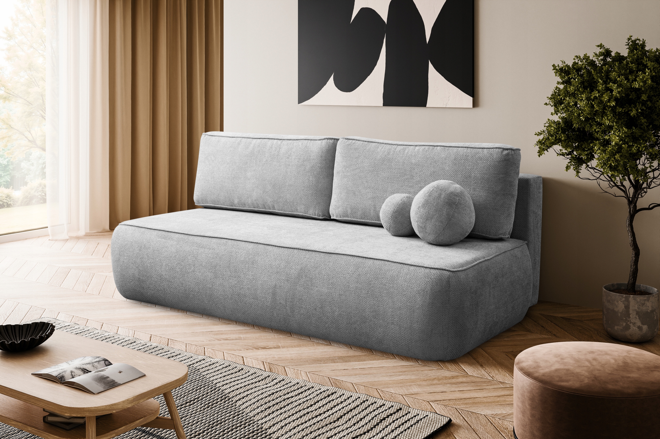 Pohovka Mono funkce spaní kontejner Flow šedá