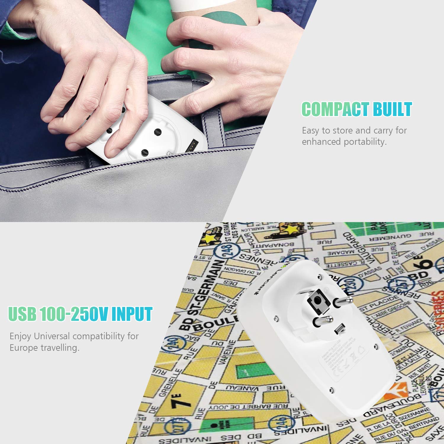 LENCENT Adapter Do Gniazdka Ładowarka USB 5w1 — miniatura 5