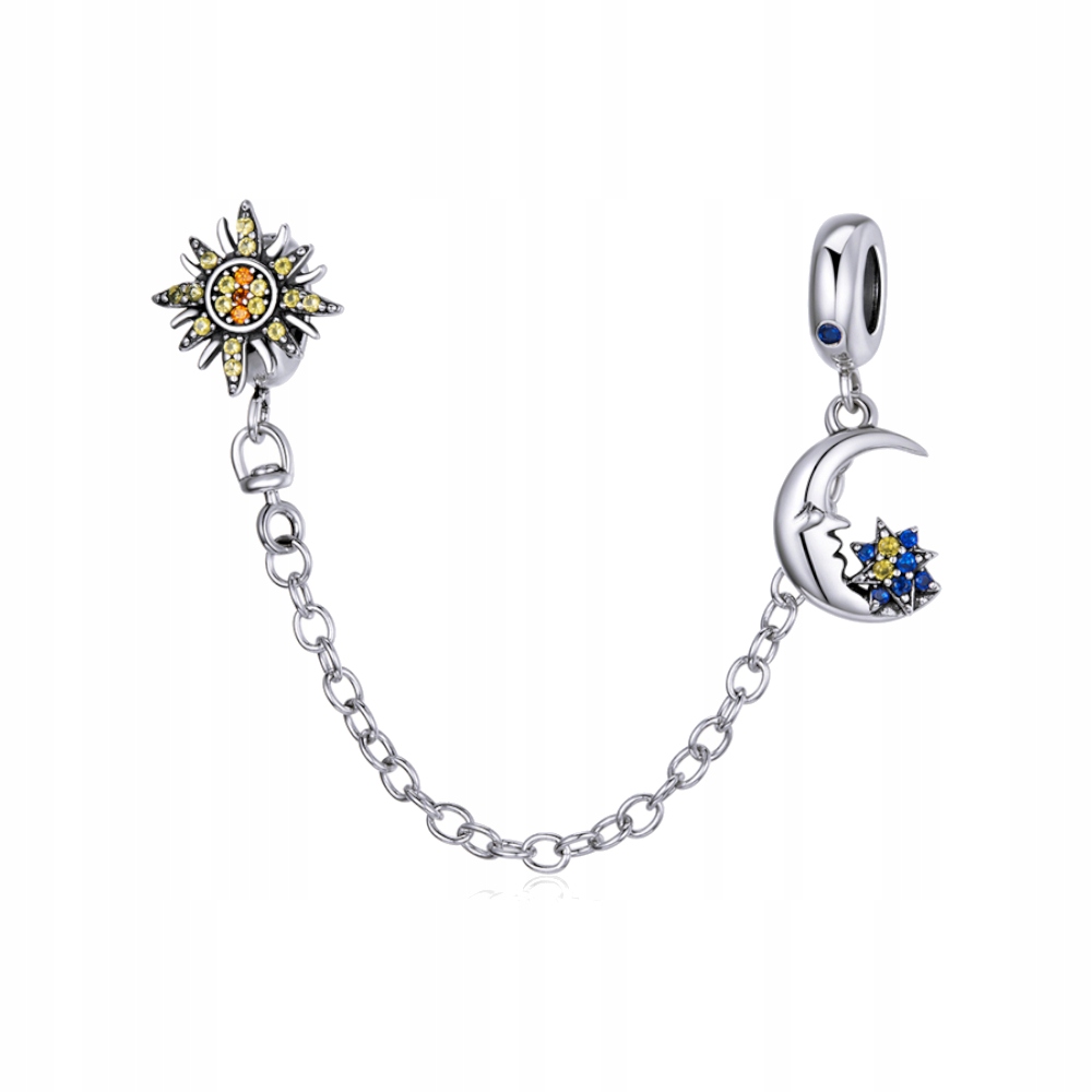 Řetízek Ornamo Hvězdička a Měsíc Zirkony Stříbro ryzost 925