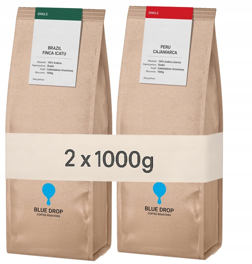 Káva Zrnková Brazílie Peru 2x 1 kg 100% Arabica Čerstvě pražená 2 kg