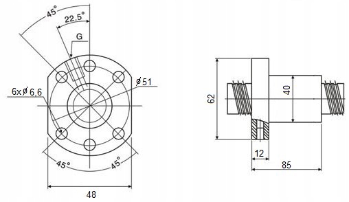 NAKRETKA KULOWA 2510 do śruba CNC Model typ 2510