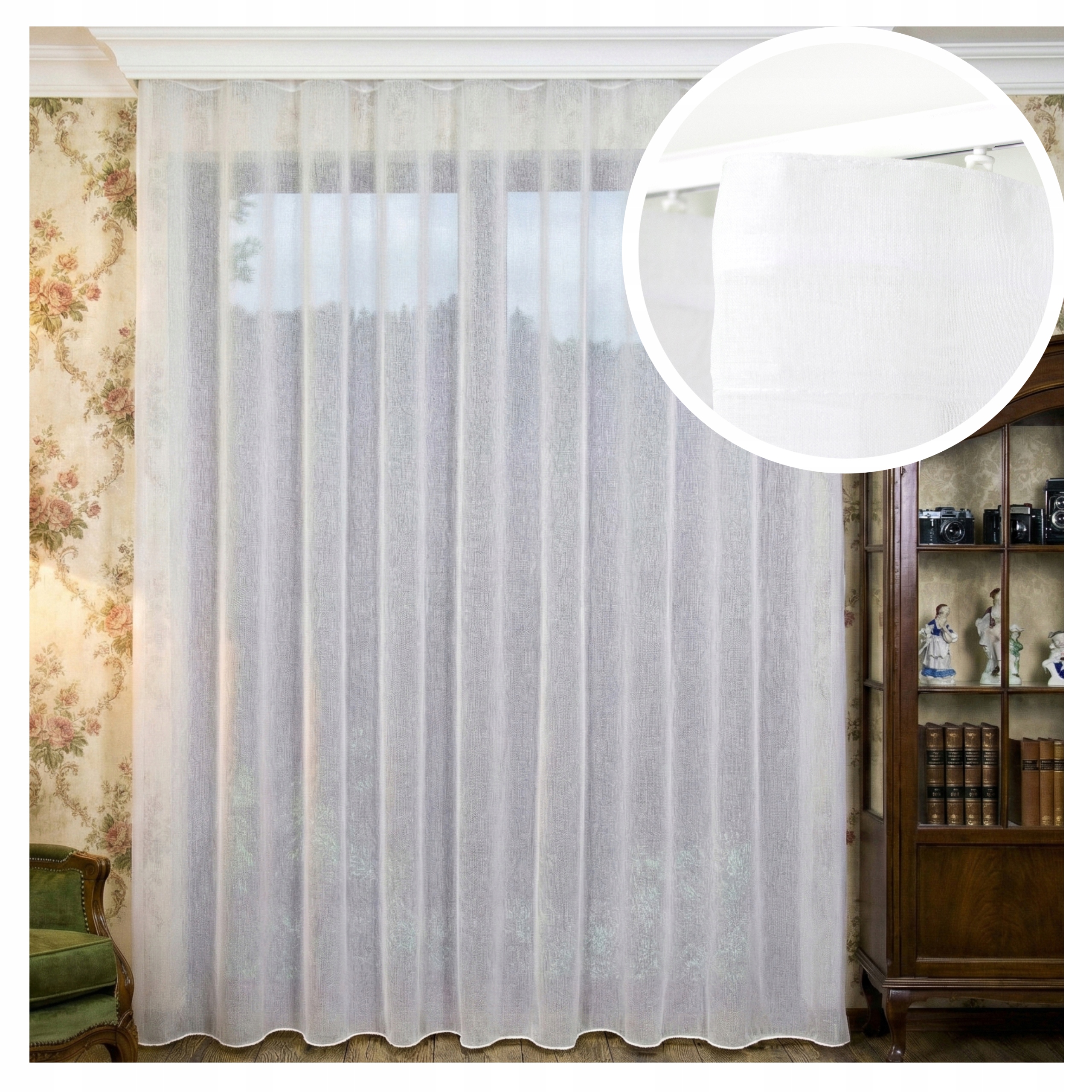 Hotová Záclona Etamin Wave Pelagia 700x225 cm Vintage s olověnkou Fala