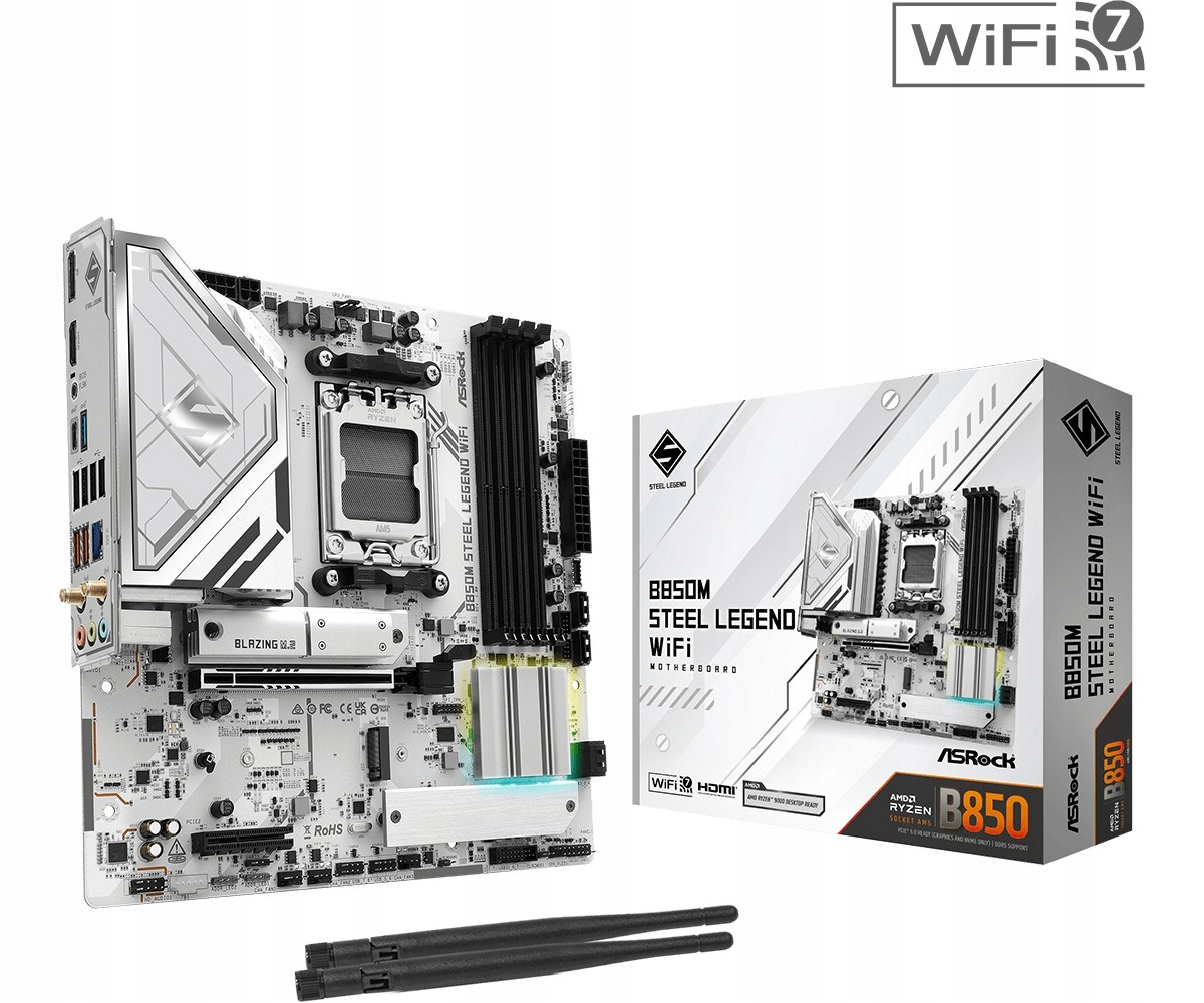 Asrock Základní deska B850M Steel Legend Wifi AM5 4DDR5 Hdmi/dp mATX