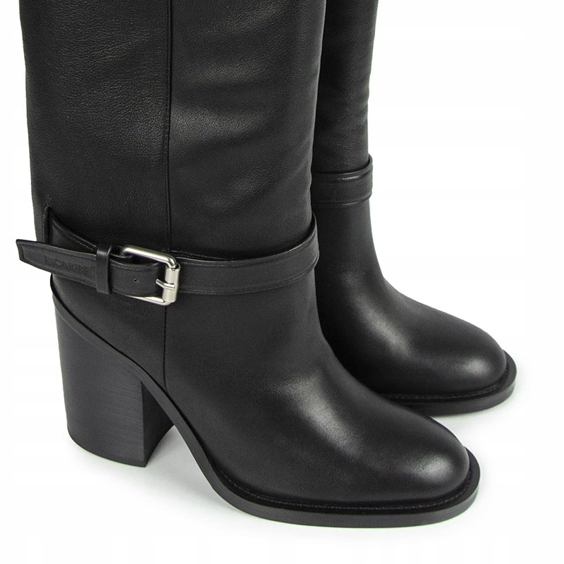 CARINII B9941 KOZAKI SŁUPEK SKÓRA LICO CZARNE 37 Rozmiar 37